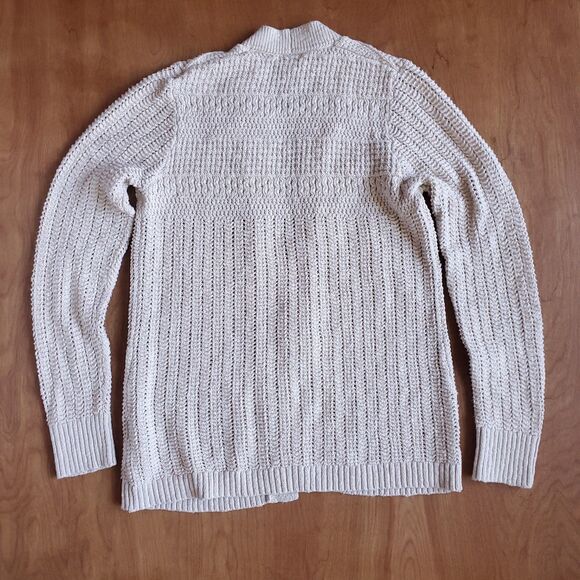 Vintage LL Bean Cardigan Sweater Womens XS Open Front Cream Oatmeal Chunky Knit - Picture 6 of 11
